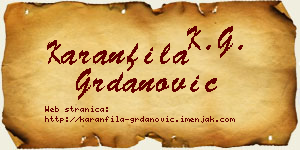 Karanfila Grdanović vizit kartica
